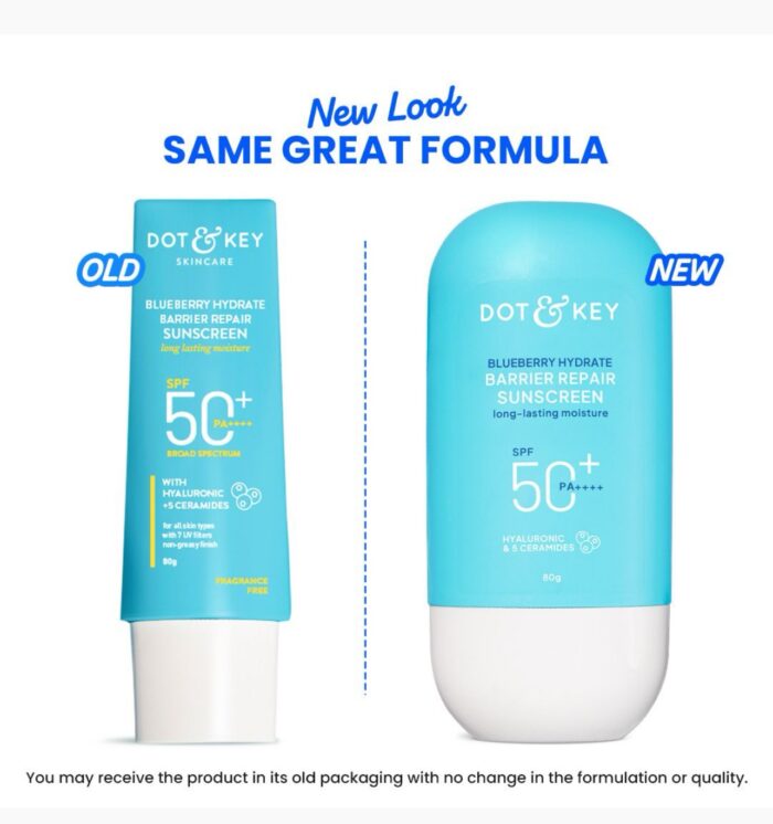 Dot & Key Blueberry Hydrate Barrier Repair Sunscreen In-Vivo Tested SPF 50+ PA++++ | With Ceramides & Hyaluronic, Hydrates & Protects Skin | Repairs Damaged Skin, Lightweight, Non-Sticky, Non-Greasy | 80g - Image 7
