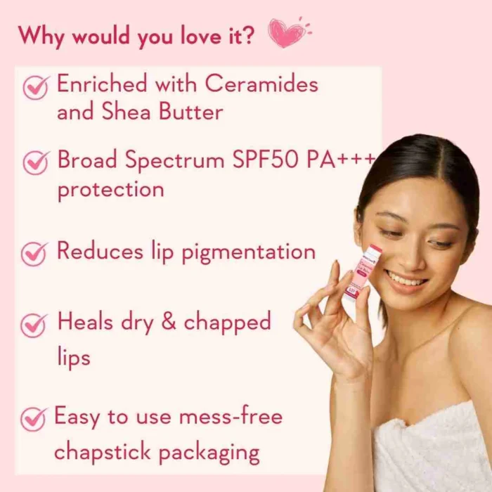 WishCare Ceramide Lip Balm with SPF 50 PA+++ (Tinted) - Image 4