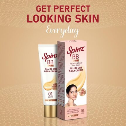 Spinz BB Pro Brightening & Beauty Face Cream with SPF 20 PA++ (Beige 01)
Expiry- 12/2025
