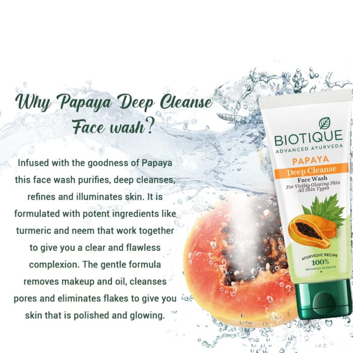 bio3 Biotique Papaya Deep Cleanse Facewash -150ml - Image 1