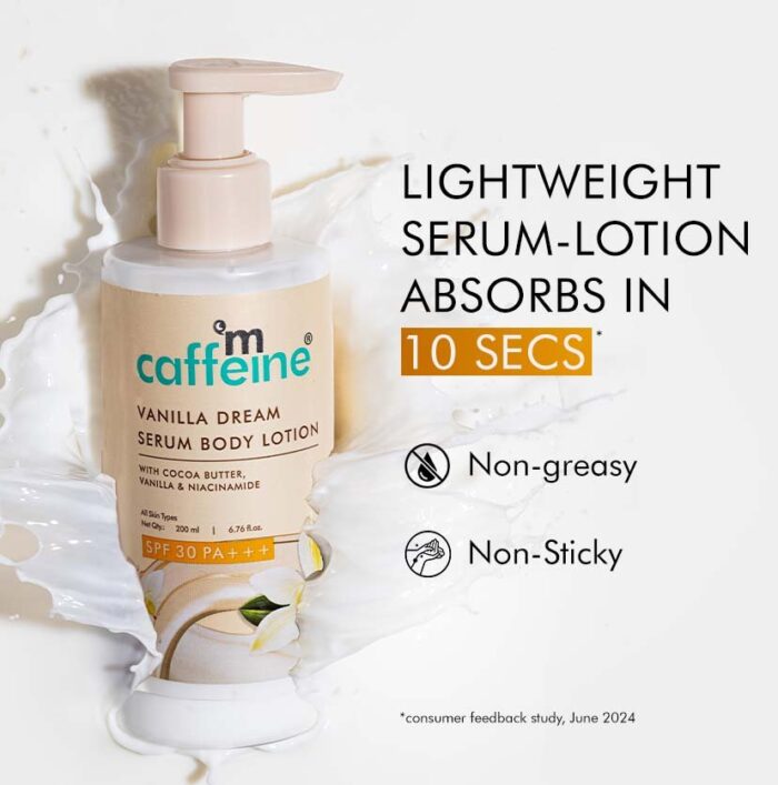 Mcaffeine Vanilla Dream Serum Body Lotion SPF 30 PA+++ | Niacinamide & Cocoa Butter 200ml - Image 2
