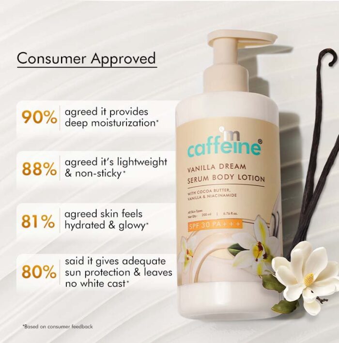 Mcaffeine Vanilla Dream Serum Body Lotion SPF 30 PA+++ | Niacinamide & Cocoa Butter 200ml - Image 8