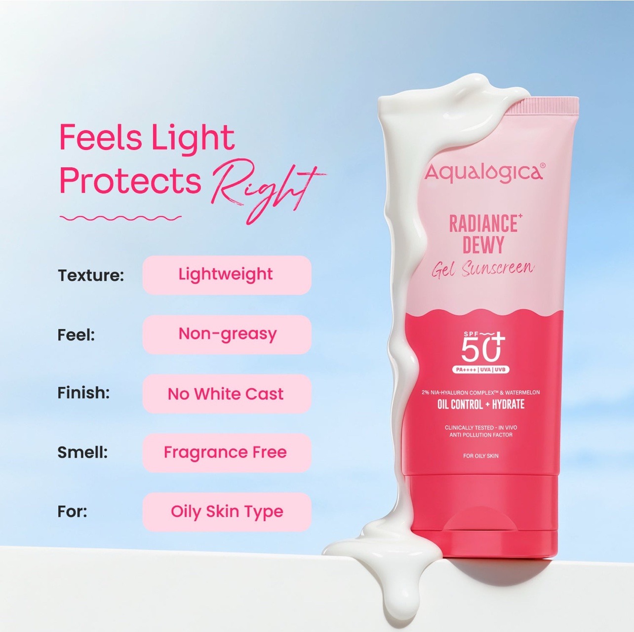 Aqualogica Radiance+ Dewy Sunscreen Gel | SPF 50+ PA+++ | | 80 g