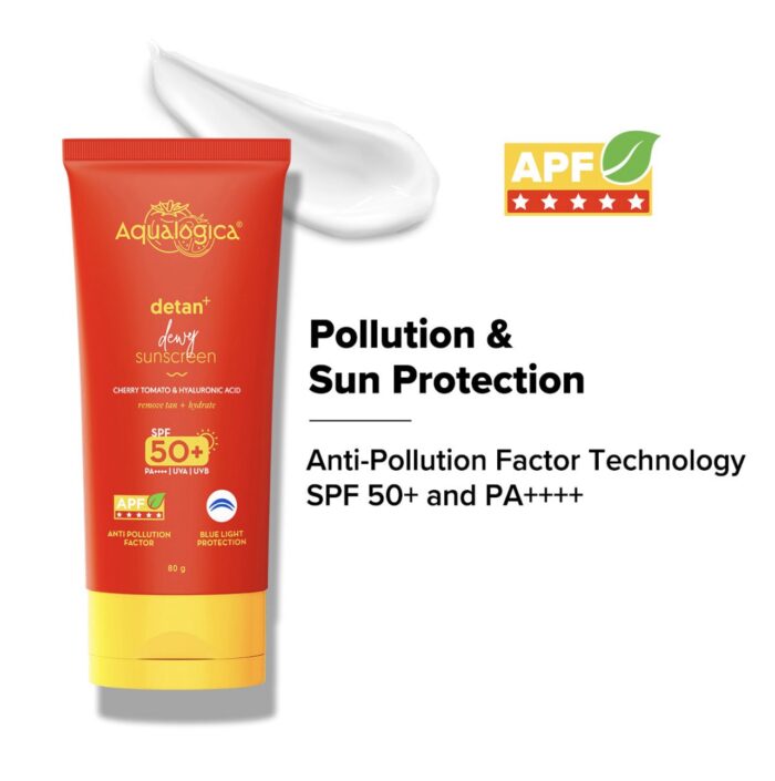 Aqualogica Detan+ Dewy Sunscreen SPF 50+ PA++++with Cherry Tomato & Hyaluronic Acid-80 g - Image 3