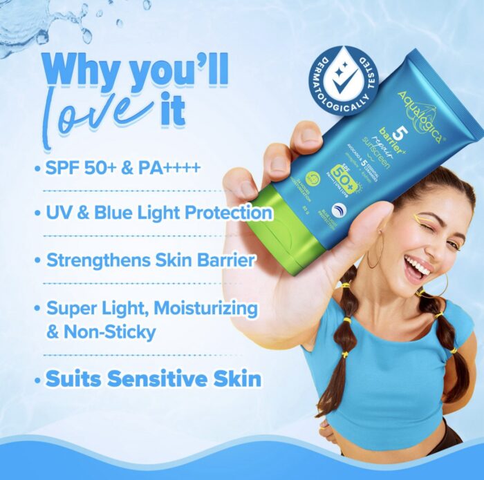 Aqualogica 5 Barrier+ Repair Sunscreen with Avocado & 5 Essential Ceramides | | 80 g - Image 2