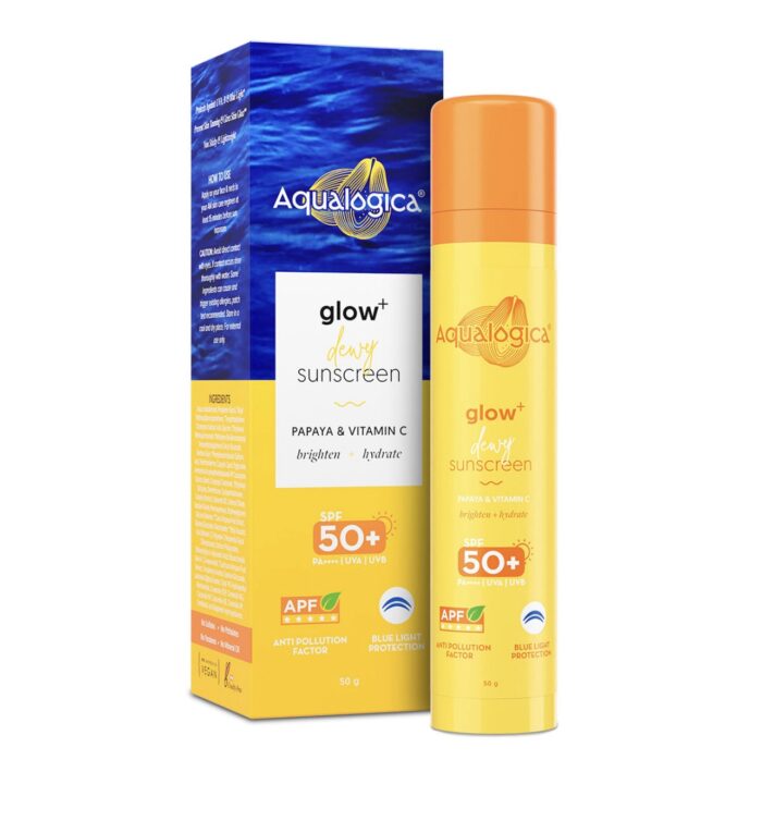 Aqualogica All Glow+ Dewy Sunscreen Gel With Papaya & Vitamin C-Spf 50+ Pa++++|-50 G - Image 1