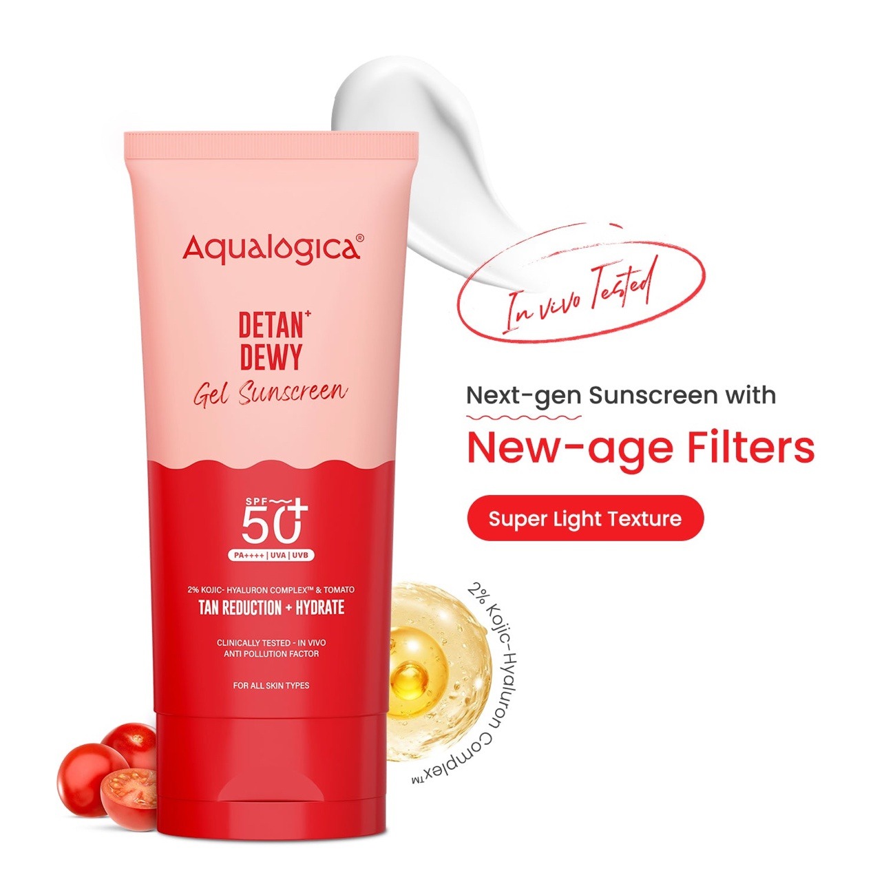 Aqualogica Detan+ Dewy Sunscreen SPF 50+ PA++++with Cherry Tomato & Hyaluronic Acid-80 g - Image 2