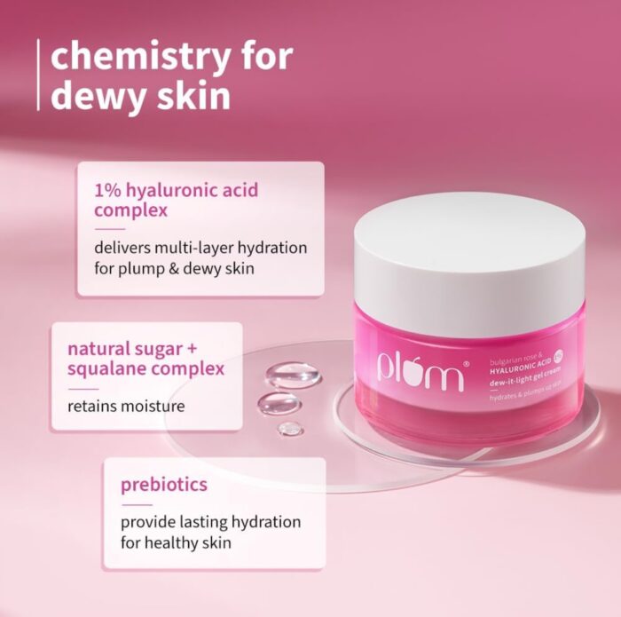 Plum 1% Hyaluronic Acid & Bulgarian Rose ​Dew-It-Light Gel Cream​ | | All Skin Types | 50g - Image 7
