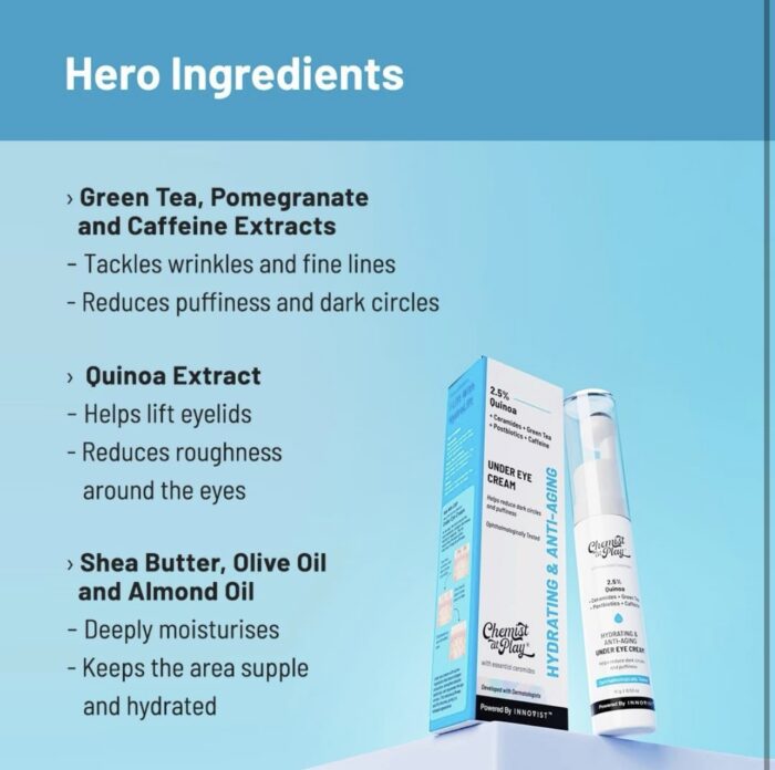 Chemist At Play Under Eye Cream with 2% Revital Eye & Quinoa Extract | For Reducing Dark Circles, Puffiness, Wrinkles, Crows Feet | | 15 g - Image 3
