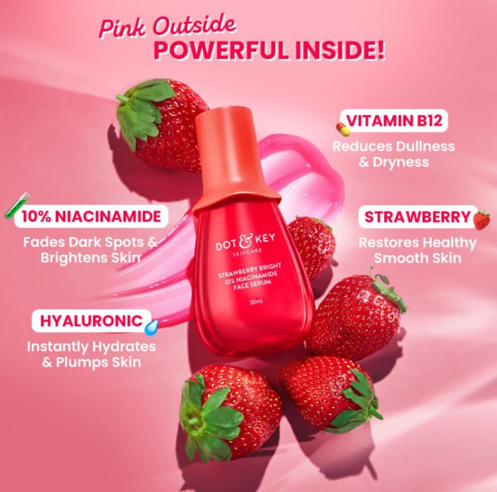 DOT & KEY 10% Niacinamide + Strawberry Face Serum with Vitamin B12 & Hyaluronic Acid | | 30ml - Image 3