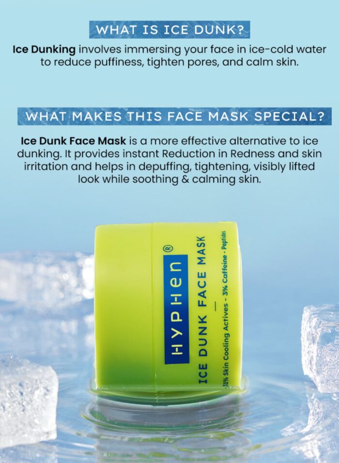 Hyphen Ice Dunk Instant Cooling Face Mask | Collagen Boost Cryo Therapy Face Pack For Glowing Skin - 50 gm - Image 5