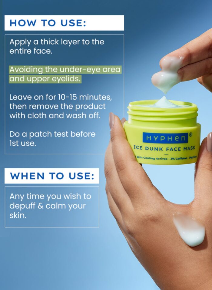 Hyphen Ice Dunk Instant Cooling Face Mask | Collagen Boost Cryo Therapy Face Pack For Glowing Skin - 50 gm - Image 7