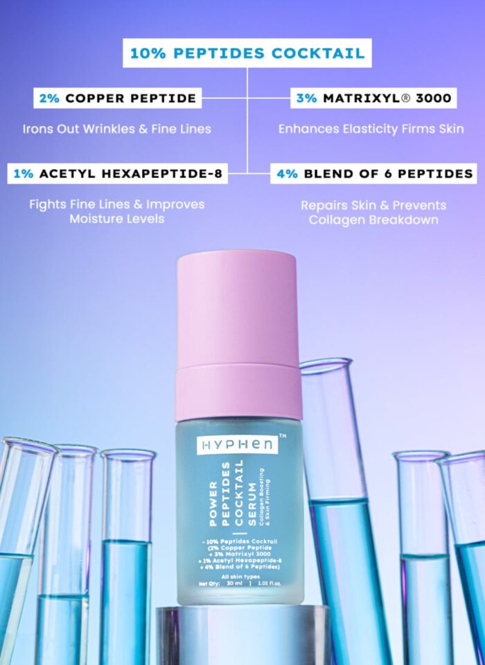 Hyphen 10% Power Peptide & 2% Copper Peptide Serum| Advanced Anti-Aging Formula | Reduces Fine Lines & Wrinkles | Glowing Skin | Face Serum For Men & Women | All Skin Types - 30ml - Image 5