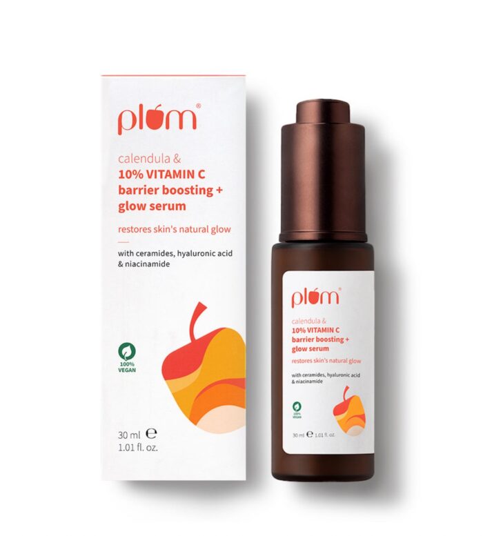 Plum 10% Vitamin C Glow + Barrier Boosting Serum with 3% Niacinamide, Calendula , 1% Hyaluronic acid & 1% Ceramide complex - Image 1