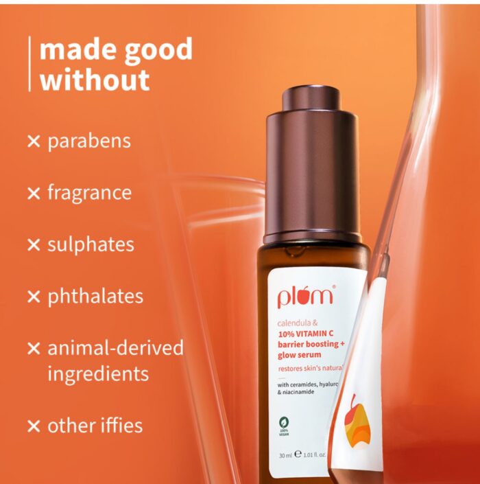 Plum 10% Vitamin C Glow + Barrier Boosting Serum with 3% Niacinamide, Calendula , 1% Hyaluronic acid & 1% Ceramide complex - Image 5