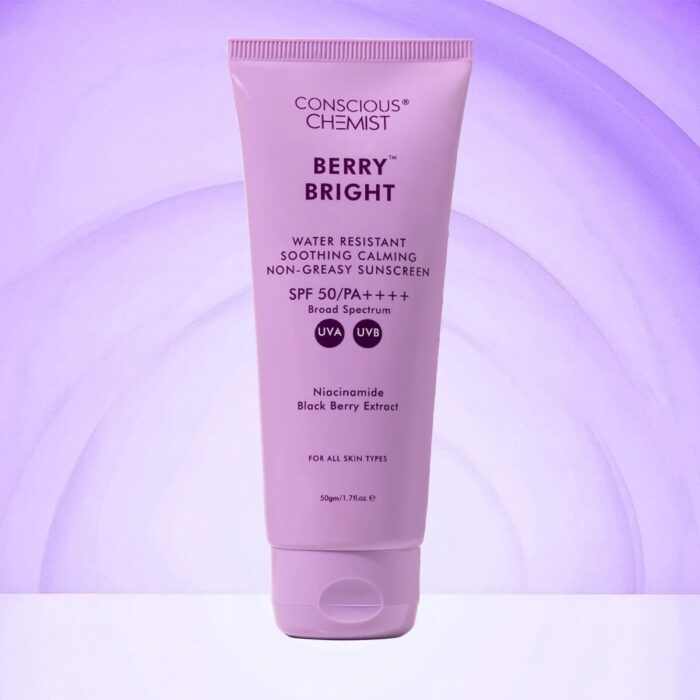 Conscious Chemist® Sunscreen SPF 50 PA++++ | 50g | Sunscreen for Oily Skin, Gel Sunscreen, Niacinamide with Black Berry Extract, Hybrid Lightweight, All Skin Types - Berry Bright - Image 3