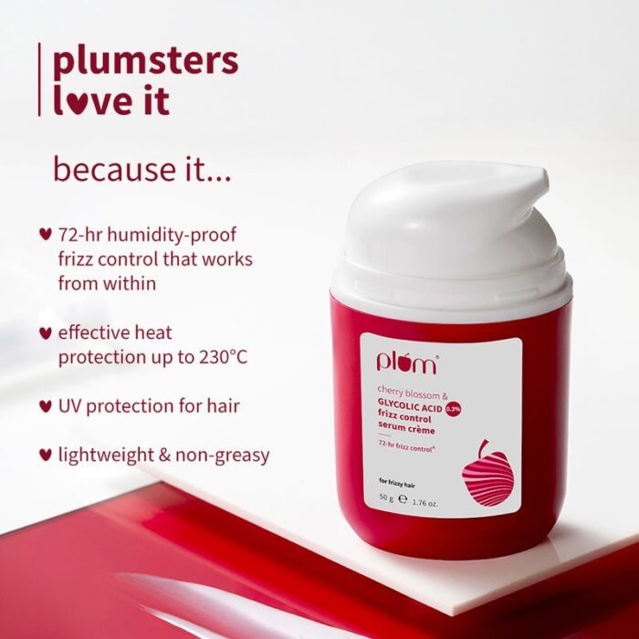 Plum 0.3% Glycolic Acid & Cherry Blossom Frizz Control Serum Creme - Image 8