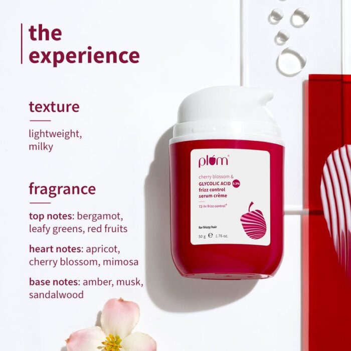 Plum 0.3% Glycolic Acid & Cherry Blossom Frizz Control Serum Creme - Image 4