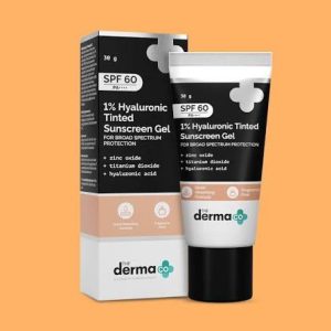 The Derma Co 1% Hyaluronic Tinted Sunscreen SPF 60 Gel For Broad Spectrum Protection