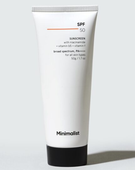 Minimalist Cream Sunscreen SPF 50 Lightweight With Multi-Vitamins, No White Cast, Broad Spectrum PA ++++ Acne Safe For Unisex, 50g