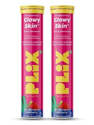 PLIX - THE PLANT FIX Glutathione Tablets (Strawberry)15 Collagen Supplements Per bottle (2 bottle- 30 tablets) 1 month pack