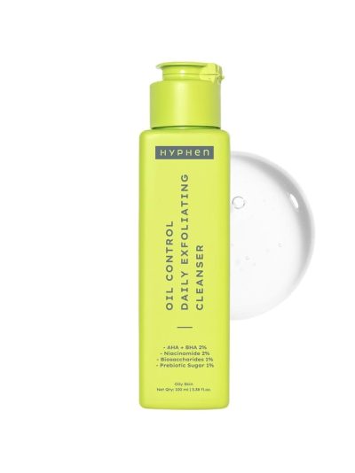Hyphen Oil Control 2% AHA + BHA, Salicylic Acid Face Wash for Oily Skin & Acne| Daily Exfoliating Cleanser with 2% Niacinamide | Deep Cleanses & Removes Dirt | For Men & Women - 100 ml