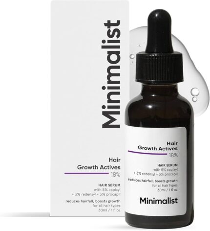 Minimalist Hair Growth Serum With 3% Redensyl, 3% Anagain, 3% Procapil, 5% Capixyl & 4% Baicapil 18% Hair Growth Actives | For Hair Fall Control | For Men & Women | 30 ml
