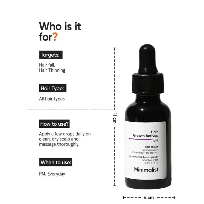 Minimalist Hair Growth Serum With 3% Redensyl, 3% Anagain, 3% Procapil, 5% Capixyl & 4% Baicapil 18% Hair Growth Actives | For Hair Fall Control | For Men & Women | 30 ml - Image 2