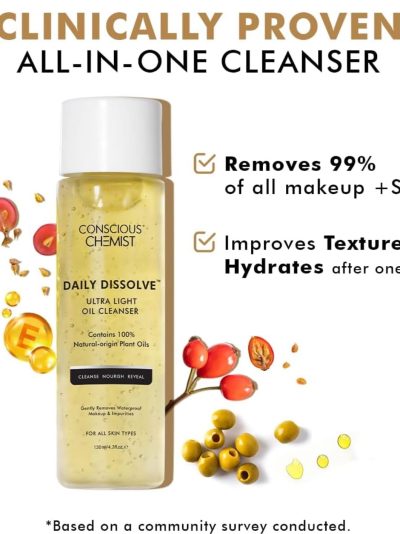Conscious Chemist Makeup Remover Oil Cleanser|130 Ml|Face Wash, Cleanser Oily Skin, Makeup Remover.