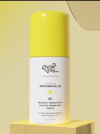 Chemist at Play Brightening & Whitening Roll On For Neck, Knee & Elbow | Exfoliates, Removes Pigmentation | 40ml