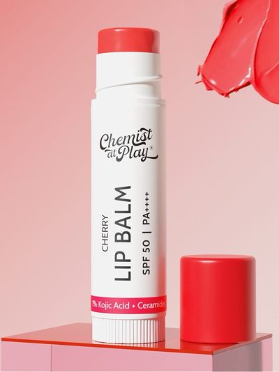 Chemist at play Cherry Lip Balm for Chapped & Pigmented Lips | SPF 50 PA++++ & Kojic Acid. | Fades Lip Pigmentation
