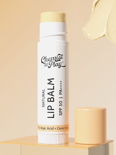Chemist At Play's Natural Non tinted Lip Balm| Repairs Chapped Lips Brightens Dark Lips | 1% Kojic Acid| SPF 50 PA++++| | 4.5gm
