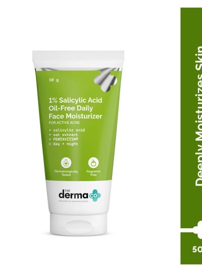 The Derma Co 1% Salicylic Acid Oil-Free Moisturizer For Face with Oat Extract | Fights Active Acne | Deeply Moisturizes | 50 g