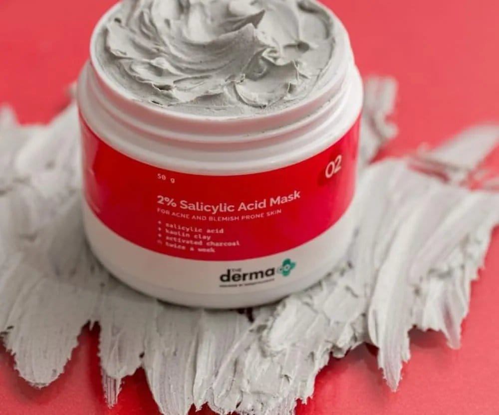 The Derma Co 2% Salicylic Acid Clay Face Mask for Men and Women for Acne & Blemish Prone Skin - 50 g