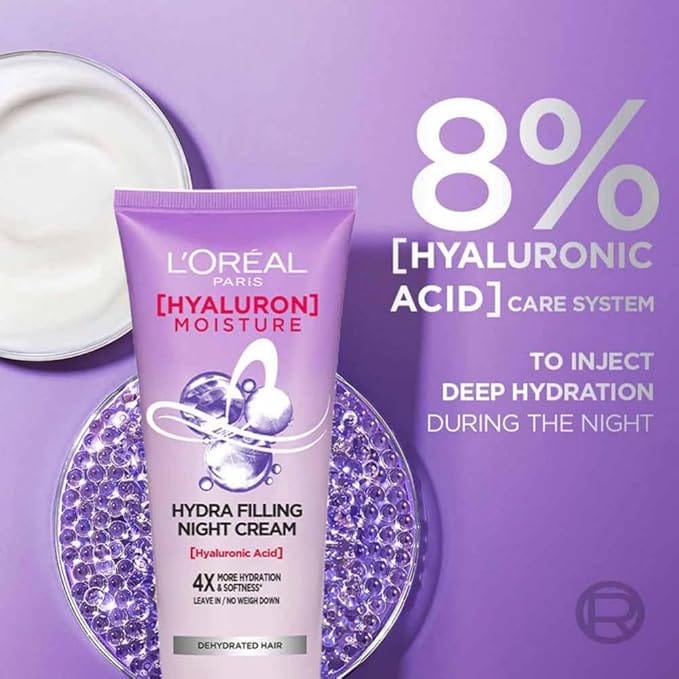L'Oreal Paris Hyaluron Moisture Hydra Filling Leave-in Night Cream-180ml - Image 3