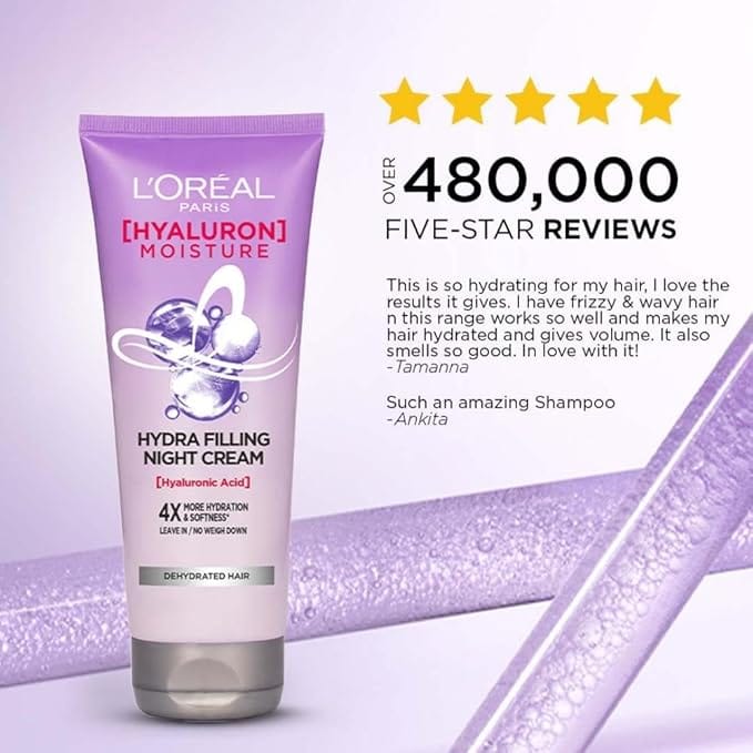 L'Oreal Paris Hyaluron Moisture Hydra Filling Leave-in Night Cream-180ml - Image 4