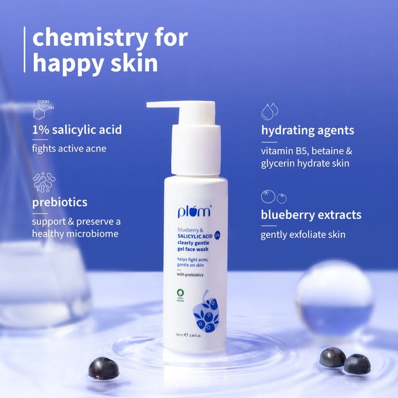 Plum 1% Salicylic Acid Clearly Gentle Gel Face Wash with Blueberry 100ml