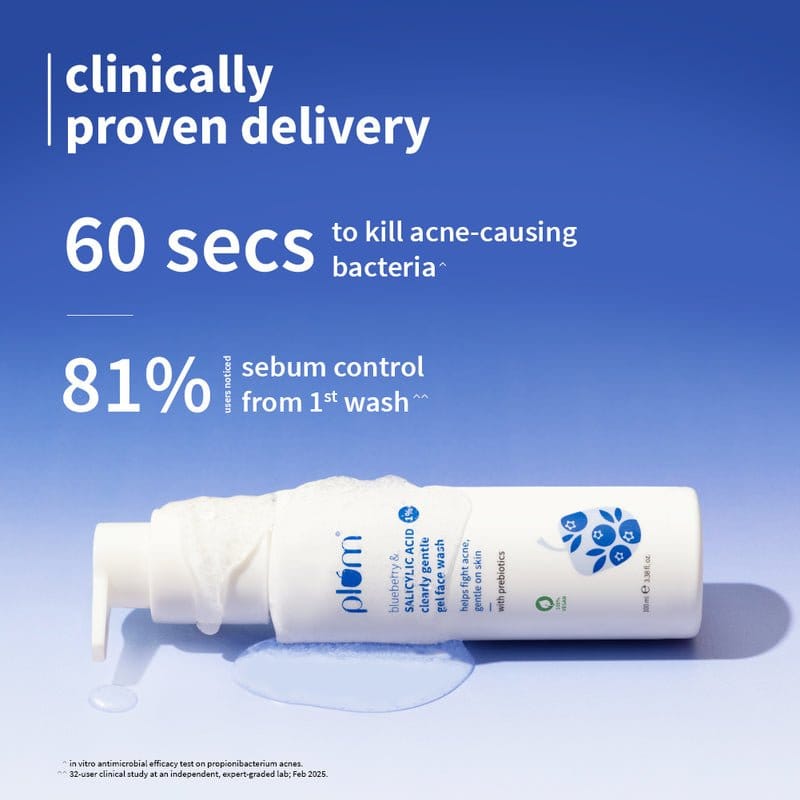 Plum 1% Salicylic Acid Clearly Gentle Gel Face Wash with Blueberry 100ml - Image 2