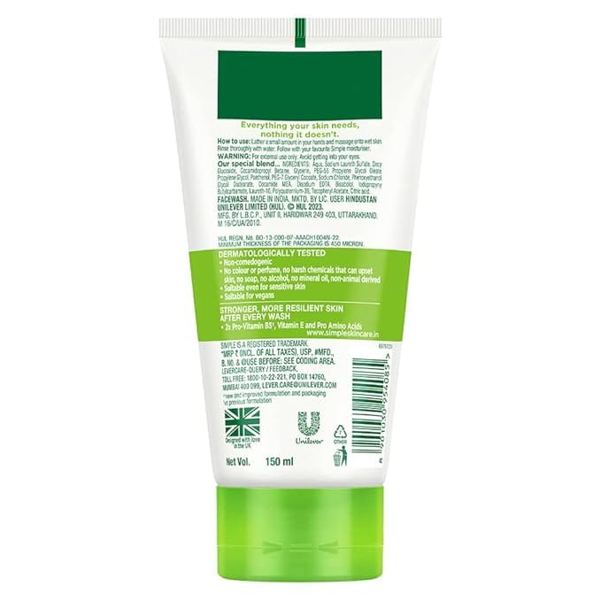 Simple Kind To Skin Moisturising Facial Wash 150 ml - Image 2