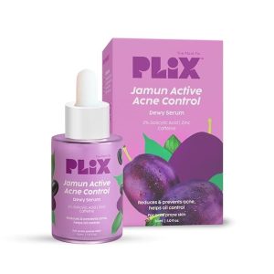 Plix 2% Salicylic Acid Jamun Active Acne Control Dewy Serum 30 ml for Active Acne & Dark Spot Reduction with Caffeine for Breakout Control