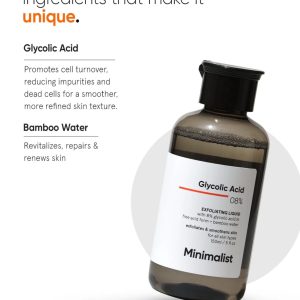 Minimalist 8% Glycolic Acid Toner For Glowing Skin | Multi-functional Exfoliating Toner With Bamboo Water for Body, Face, Underarms & Scalp | For Women & Men | 150 ml