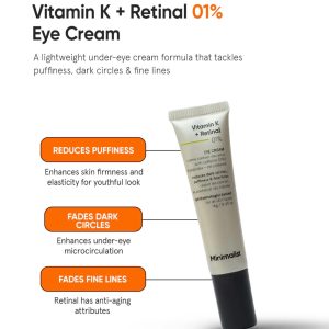 Minimalist Vitamin K + Retinal 01% Under Eye Cream | Reduces Dark Circles, Wrinkles | 14 gm