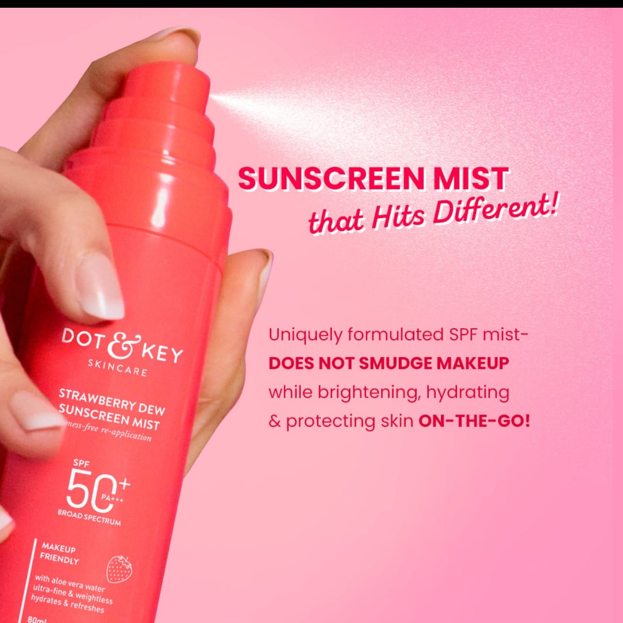 Dot & Key Strawberry + Niacinamide Sunscreen Mist SPF 50+ PA+++ | | 80ml - Image 2