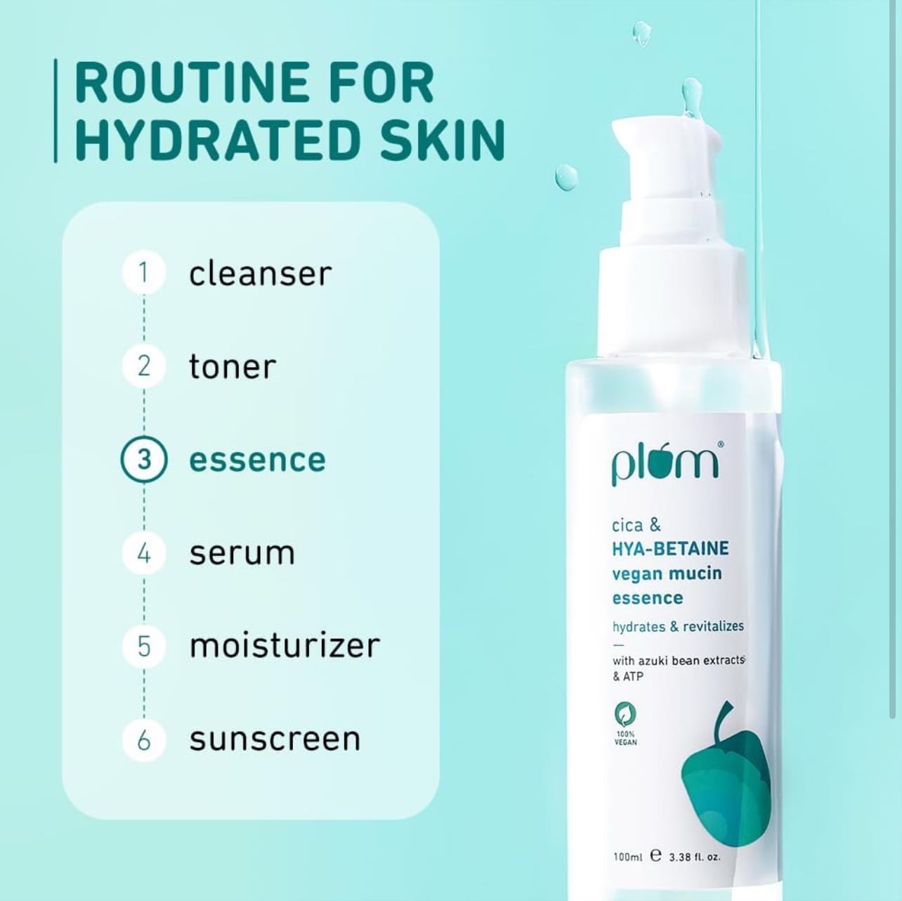Plum Cica & HYA-BETAINE Vegan Mucin Essence | Intense Hydration, Soothing & Rejuvenation | | 100ml ‼️Exp:11/2026 - Image 2