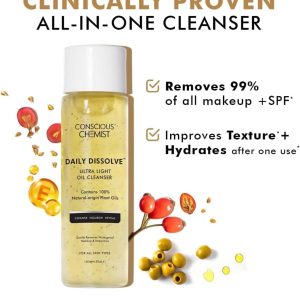 Conscious Chemist Makeup Remover Oil Cleanser|130 Ml|Face Wash, Cleanser Oily Skin, Makeup Remover.