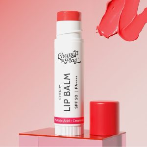 Chemist at play Cherry Lip Balm for Chapped & Pigmented Lips | SPF 50 PA++++ & Kojic Acid. | Fades Lip Pigmentation