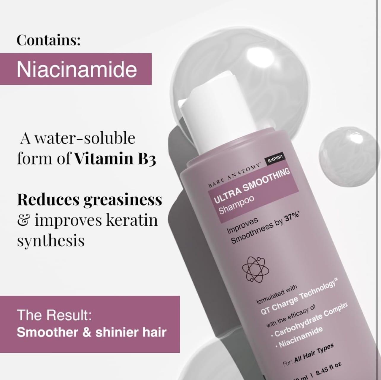 Bare Anatomy Ultra Smoothing Shampoo for Dry and Frizzy Hair | | 250ml - Image 3