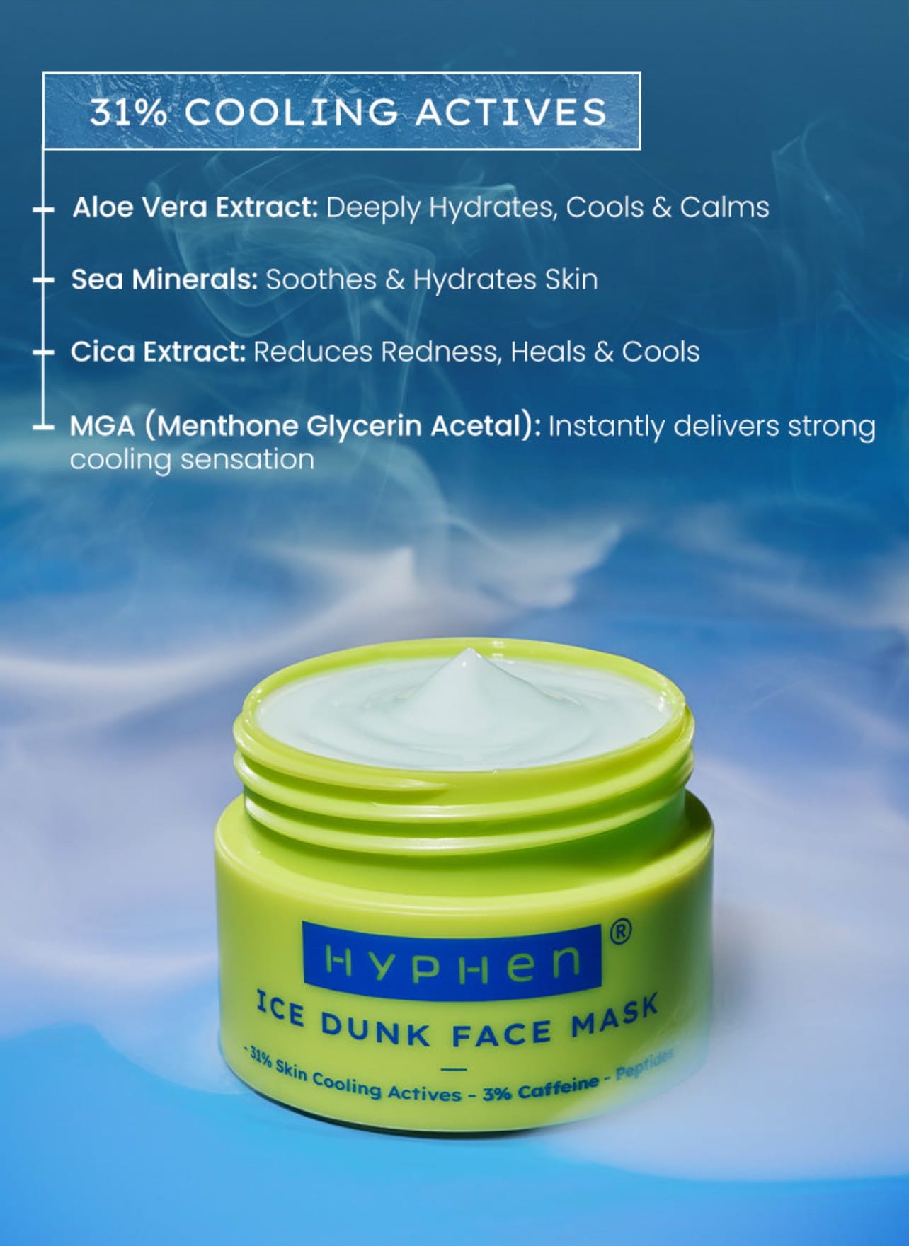 Hyphen Ice Dunk Instant Cooling Face Mask | Collagen Boost Cryo Therapy Face Pack For Glowing Skin - 50 gm - Image 3