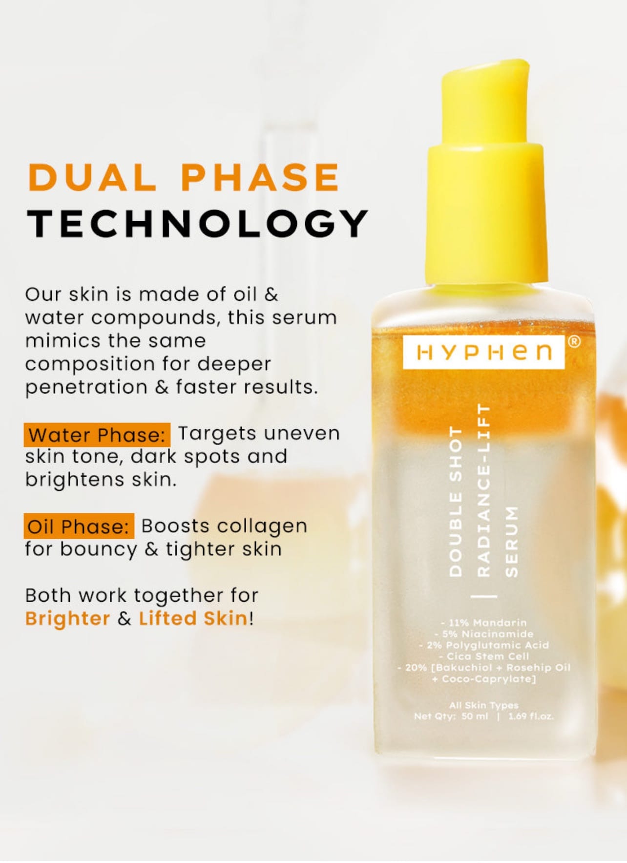 Hyphen 18% Brightening + 20% Collagen Face Serum | Double Serum | 50ml - Image 2
