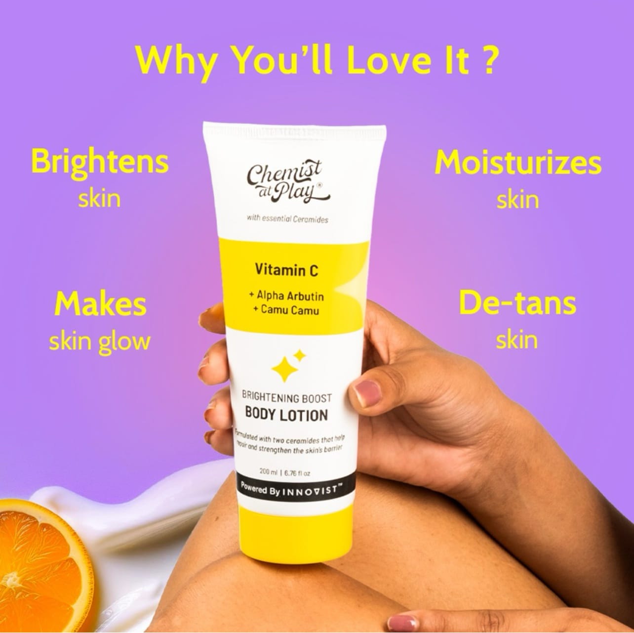 Chemist at Play Brightening Body Lotion with Ceramides | Vitamin C | For Bright, Moisturized & Glowing Skin | 200 ml - Image 2